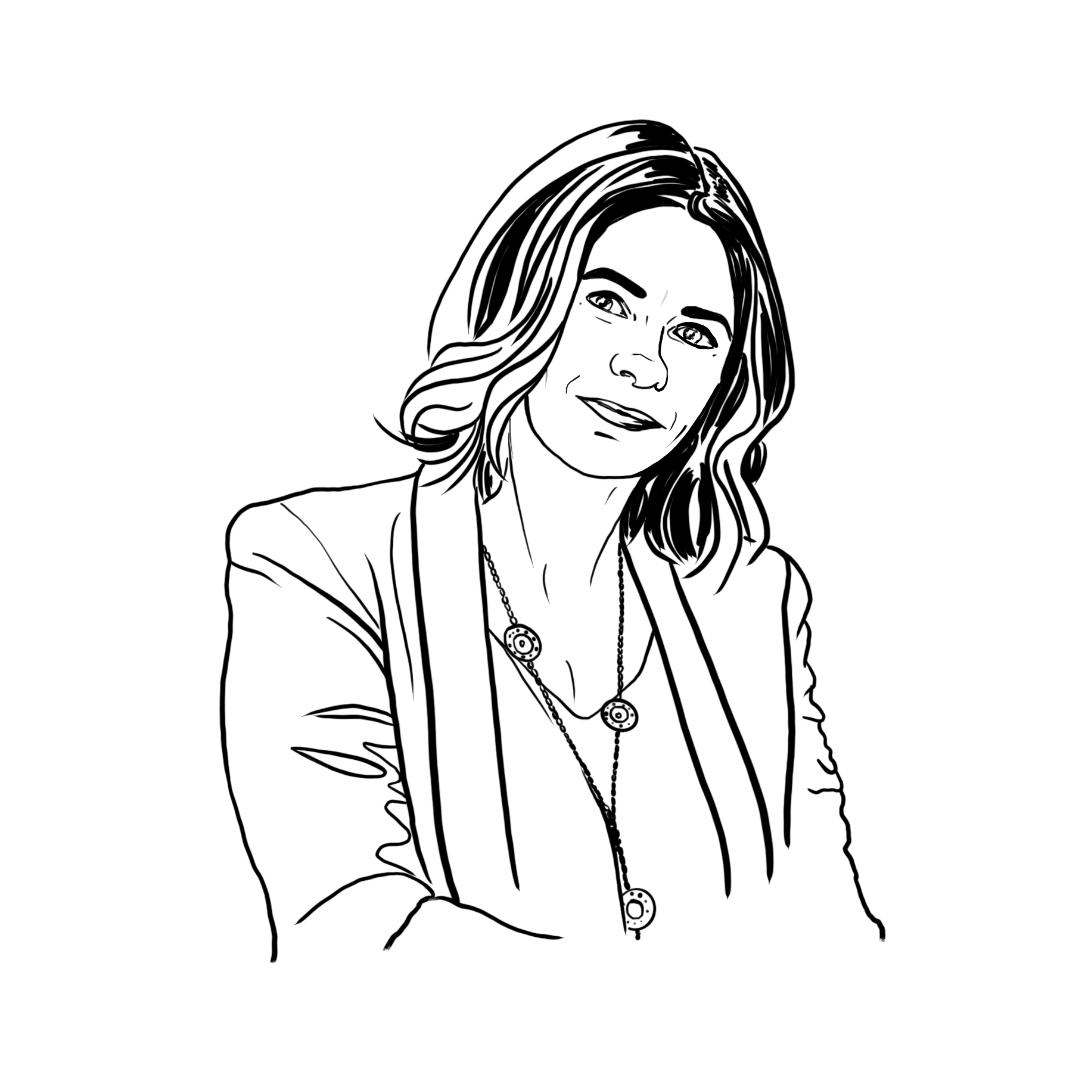 portrait illustré en noir et blanc de Emmanuelle Haslin