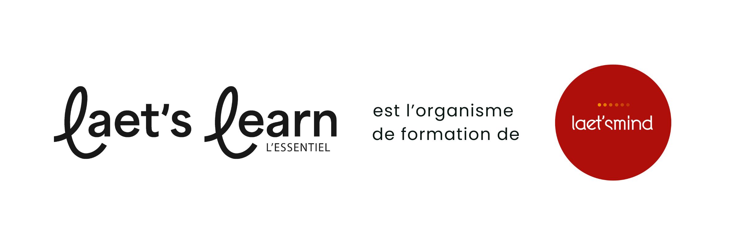 bandeau d'endossement montrant le logo de Laet's Learn suivi de celui de laetsmind